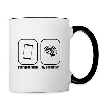 Cerveau de téléphone portable disant - Mug contrasté - blanc/noir - Droite