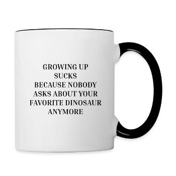 Growing up sucks Dinosaur - Contrasting Mug - white/black - Right