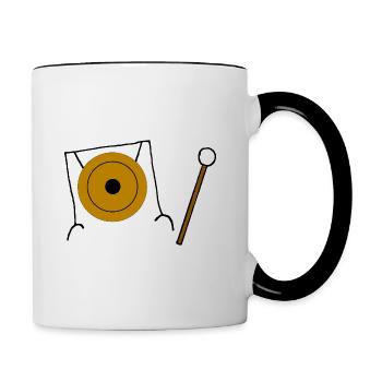 Gong, Becken, Instrument, Klang - Tasse zweifarbig - Weiß/Schwarz - Rechts