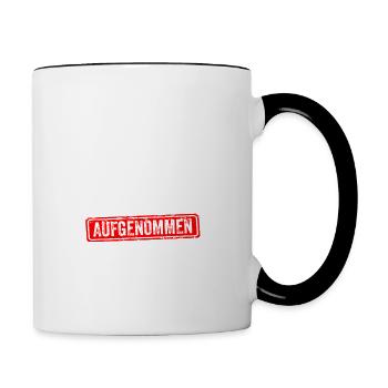 Offiziell in der Familie aufgenommen - Tasse zweifarbig - Weiß/Schwarz - Rechts