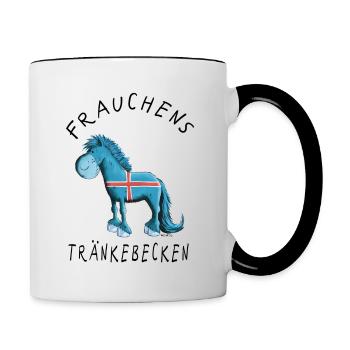 Lustige Pferde Tasse Frauchens Tränkebecken - Tasse zweifarbig - Weiß/Schwarz - Rechts