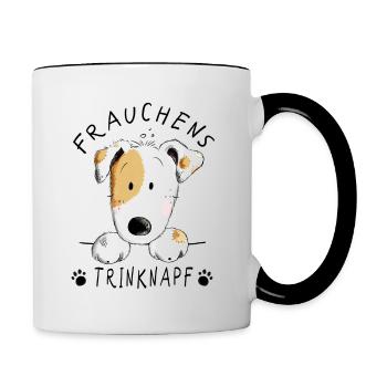 Jack Russell Frauchens Trinknapf Tasse I Hund - Tasse zweifarbig - Weiß/Schwarz - Rechts