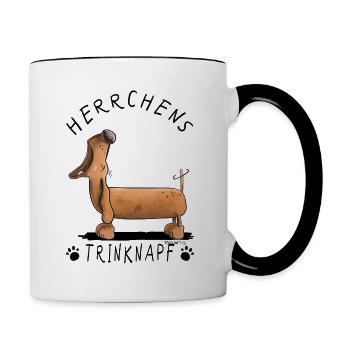 Dackel Herrchens Trinknapf Dachshund Teckel Tasse - Tasse zweifarbig - Weiß/Schwarz - Rechts