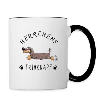 Dackel Herrchens Trinknapf Dachshund Teckel Tasse - Tasse zweifarbig - Weiß/Schwarz - Rechts