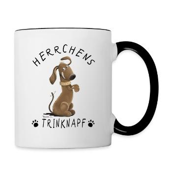 Dackel Herrchens Trinknapf Dachshund Teckel Tasse - Tasse zweifarbig - Weiß/Schwarz - Rechts