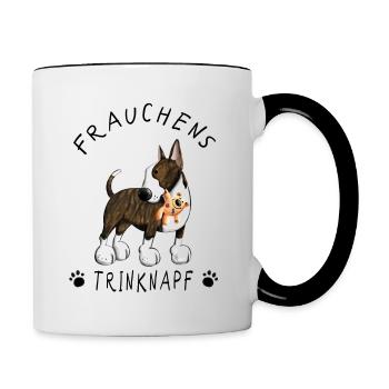 Bullterrier Frauchens Trinknapf Tasse I Hund - Tasse zweifarbig - Weiß/Schwarz - Rechts