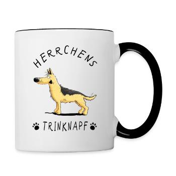 Deutscher Schäferhund Herrchens Trinknapf I Tasse - Tasse zweifarbig - Weiß/Schwarz - Rechts