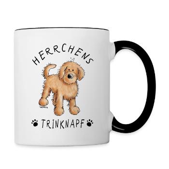 Golden Doodle Herrchens Trinknapf Tasse I Hund - Tasse zweifarbig - Weiß/Schwarz - Rechts