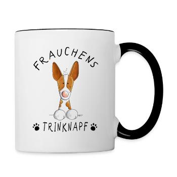 Podenco Frauchens Trinknapf I Tasse - Tasse zweifarbig - Weiß/Schwarz - Rechts