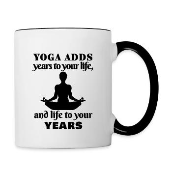 Yoga, Yoga, Yoga, Yoga, Yoga, Yoga, Yoga, Yoga - Contrasting Mug - white/black - Right