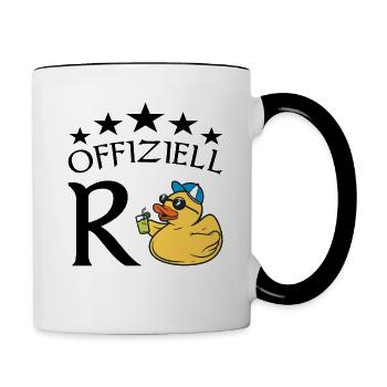 Rente Spruch Ente Rentner Geschenk - Tasse zweifarbig - Weiß/Schwarz - Rechts