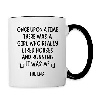 Une fille qui aimait beaucoup les chevaux et la course à pied - Mug contrasté - blanc/noir - Droite