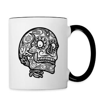Mexican Skull Día de los Muertos - Contrasting Mug - white/black - Right