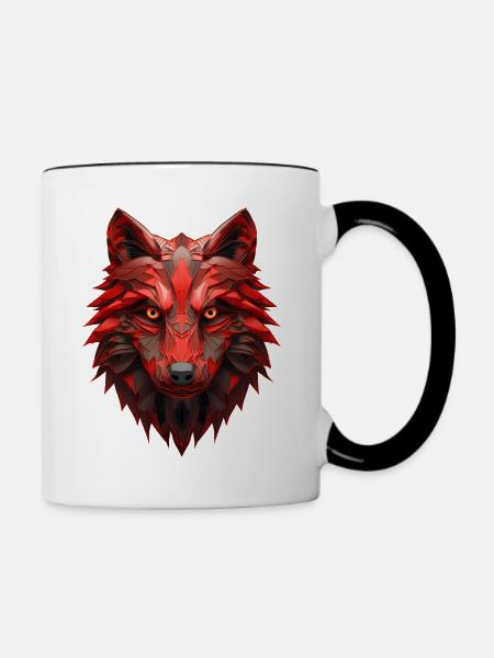 Roter Wolf - Tasse zweifarbig - Weiß/Schwarz
