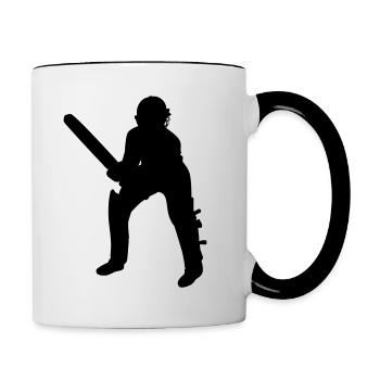 Cricket Batsman Batter Black - Contrasting Mug - white/black - Right