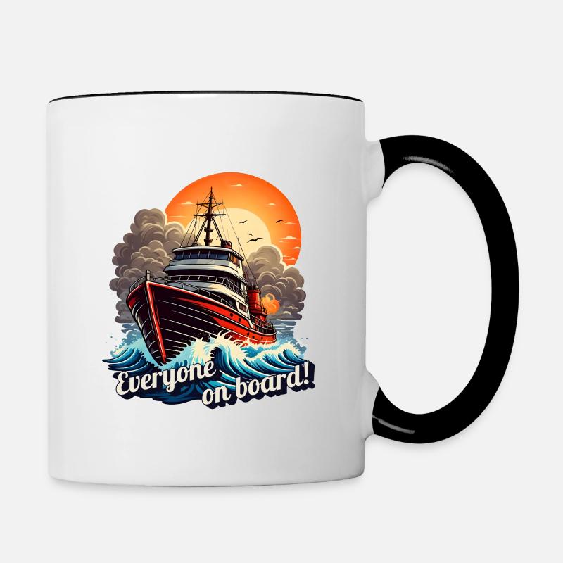 Tout le monde à bord - Mug contrasté - blanc/noir