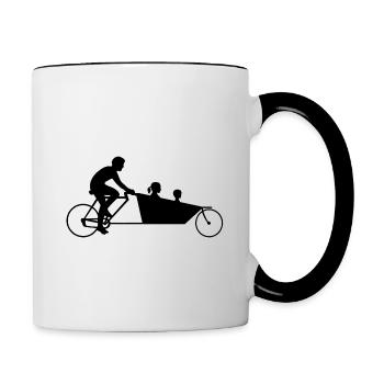 Lastenrad Bike Familie Vater Geschenkidee - Tasse zweifarbig - Weiß/Schwarz - Rechts