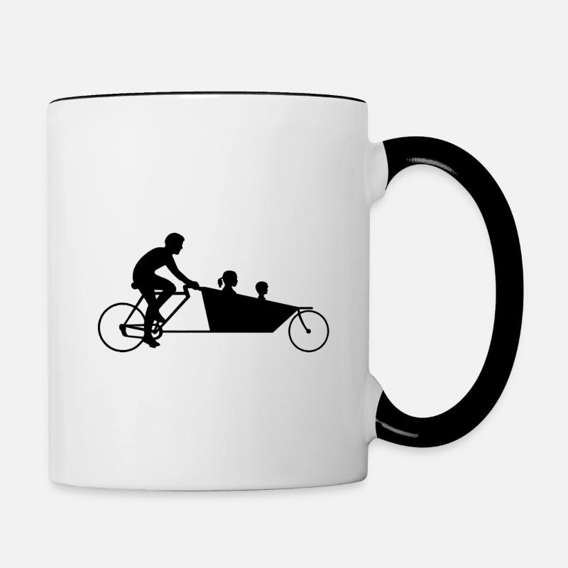 Idée cadeau père famille vélo cargo vélo - Mug contrasté - blanc/noir