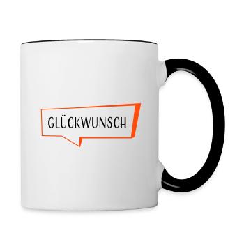 Sprechblase Glueckwunsch - 2 Farben - Tasse zweifarbig - Weiß/Schwarz - Rechts