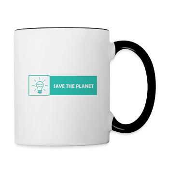 Design save the planet - Mug contrasté - blanc/noir - Droite