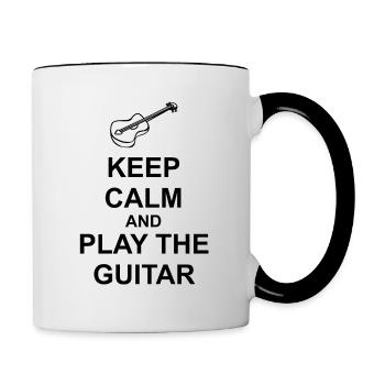 play the guitar guitarist gift playing the guitar - Contrasting Mug - white/black - Right