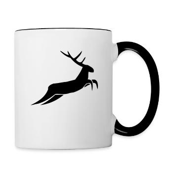 Hirsch Symbol Reh Geweih Jäger Wild Natur Tier - Tasse zweifarbig - Weiß/Schwarz - Rechts