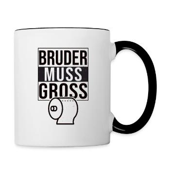 Bruder Muss Los Gross Groß Streamer Meme Geschenk - Tasse zweifarbig - Weiß/Schwarz - Rechts