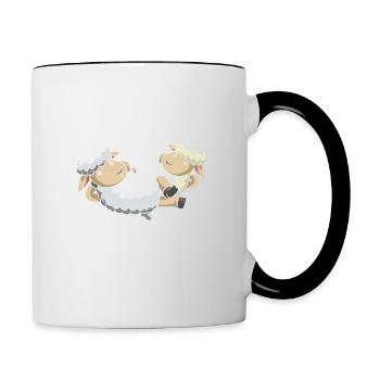 Zu Hause ist wo meine Schafe sind Schäfer Geschenk - Tasse zweifarbig - Weiß/Schwarz - Rechts