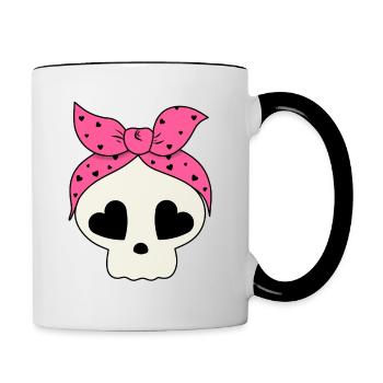 Crâne - Mug contrasté - blanc/noir - Droite