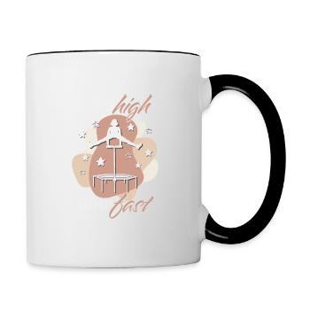 Jump high, jump fast, Jumping Fitness - Tasse zweifarbig - Weiß/Schwarz - Rechts
