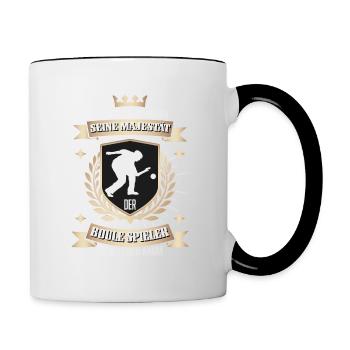Lustiger Boccia Spieler, Seine Majestät - Tasse zweifarbig - Weiß/Schwarz - Rechts