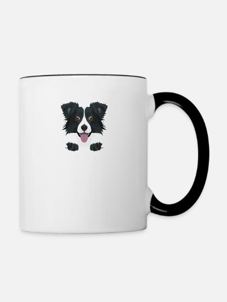 Lächelnder Border Collie - Tasse zweifarbig - Weiß/Schwarz