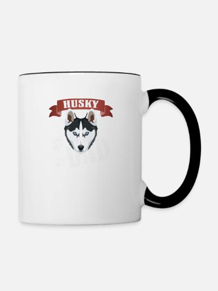 Husky Dad, Hundepapa - Tasse zweifarbig - Weiß/Schwarz