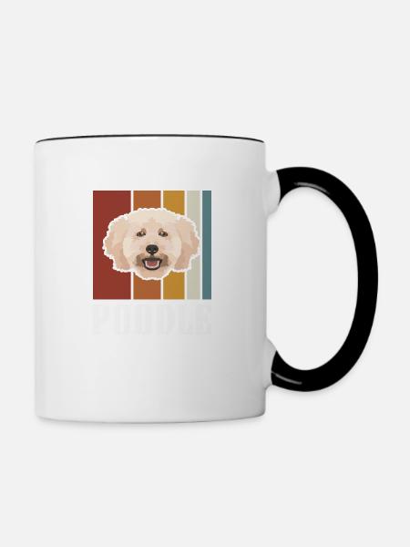 Lächelnder Zwergpudel retro - Tasse zweifarbig - Weiß/Schwarz