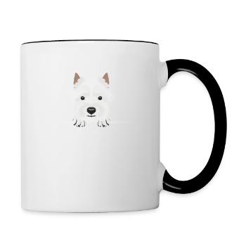 Lächelnder West Highland White Terrier - Tasse zweifarbig - Weiß/Schwarz - Rechts