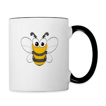 Abeille mignonne guêpe bourdon - Mug contrasté - blanc/noir - Droite