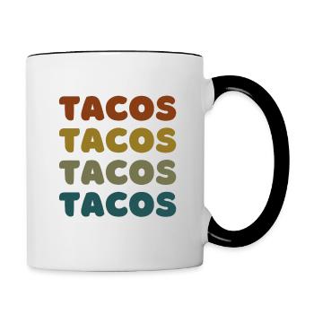 Vintage Taco Fiesta Genuss - Tasse zweifarbig - Weiß/Schwarz - Rechts