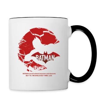 Batman With Broken Glass In Red Design - Contrasting Mug - white/black - Right