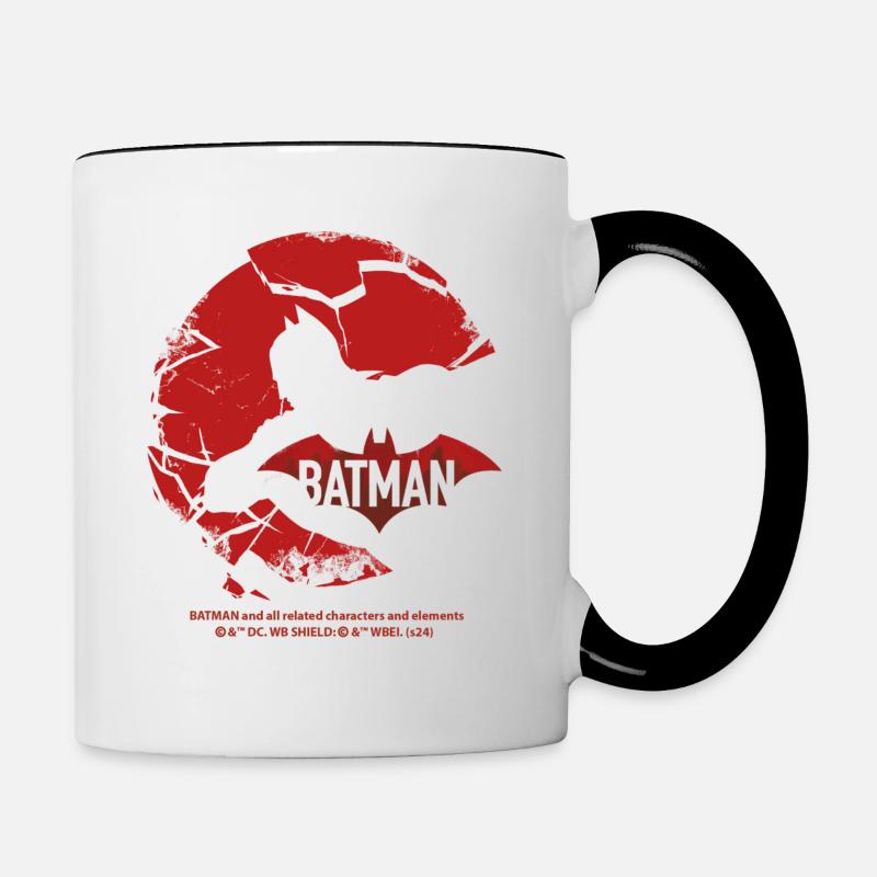 Batman With Broken Glass In Red Design - Contrasting Mug - white/black