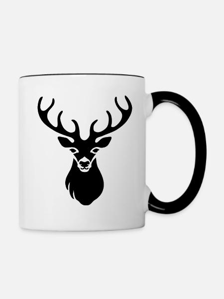 Hirschkopf schwarz - Tasse zweifarbig - Weiß/Schwarz