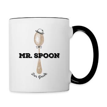 MR. SPOON – Der Große | Löffelchen | Partnerlook - Tasse zweifarbig - Weiß/Schwarz - Rechts