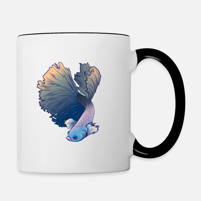 Betta Splendens Kampffisch Labyrinthfisch Geschenk - Tasse zweifarbig - Weiß/Schwarz