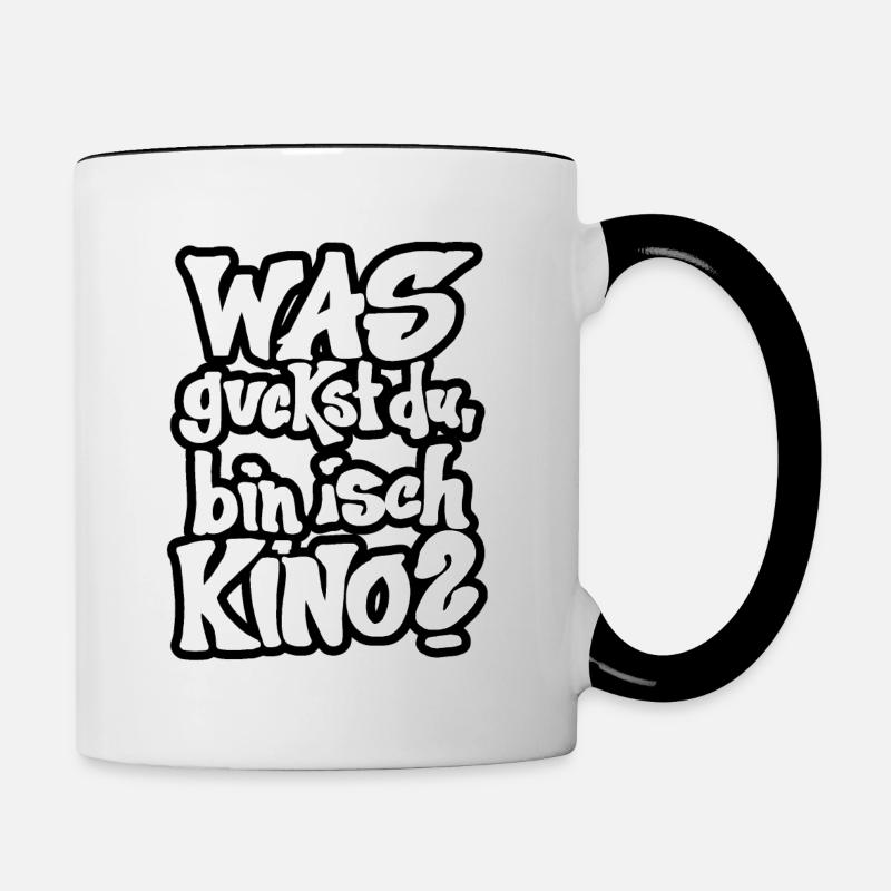 Was guckst du, bin isch ich Kino? - Tasse zweifarbig - Weiß/Schwarz