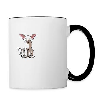 Meine orientalische Kurzhaarkatze und ich reden schlecht über dich - Tasse zweifarbig - Weiß/Schwarz - Rechts