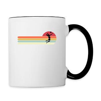 Funny Volleyball Shirt, Retro Vintage Volleyball D - Contrasting Mug - white/black - Right
