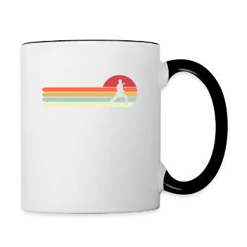Retro Vintage Stil Karate Geschenk für Papa - Tasse zweifarbig - Weiß/Schwarz - Rechts