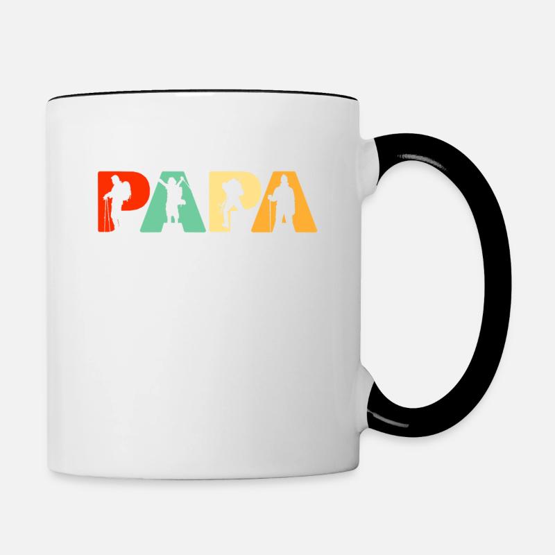 Climber Hiker Dad, Retro Papa Hiking Father's Gift - Contrasting Mug - white/black