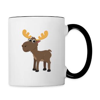 Elch Schweden Tier Elche Typisch Schwedisch Flagge - Tasse zweifarbig - Weiß/Schwarz - Rechts