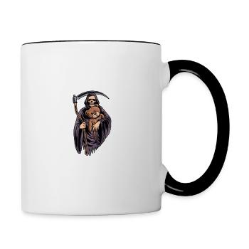 Beruflich wollte ich was mit Menschen Sensenmann - Tasse zweifarbig - Weiß/Schwarz - Rechts