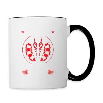 Dart - Ruhe der Meister wirft Sprüche Dartspieler - Tasse zweifarbig - Weiß/Schwarz - Rechts